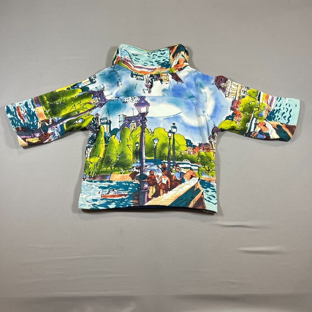 Michael Leu Full Zip Jacket Womens Large Multicolor Artistic Watercolor Print - Picture 2 of 11
